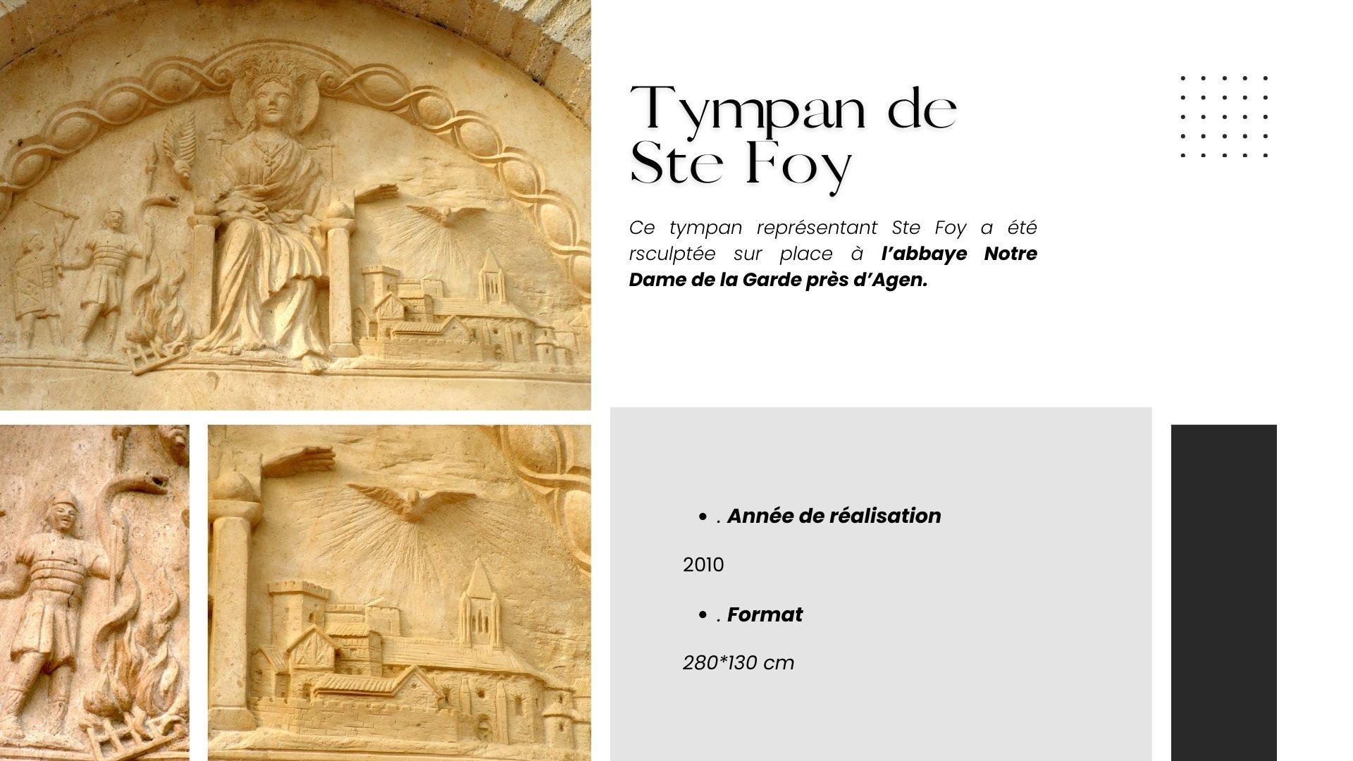 Sculpture sur pierre  Tympan de Ste Foy